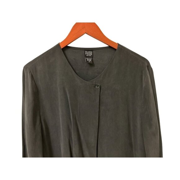 Eileen Fisher 100% Silk Cardigan in Charcoal Gray Size Med - Picture 3 of 6
